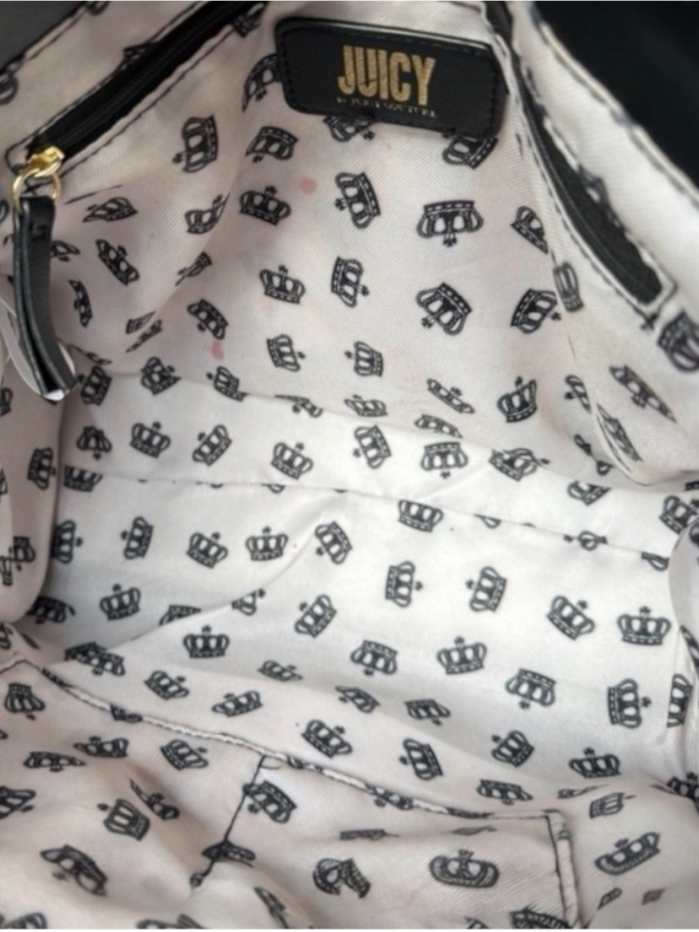 Juicy Couture Edgy Black Handbag Shoulder Bag Crossbody with Gold Chain Details - Picture 14 of 15